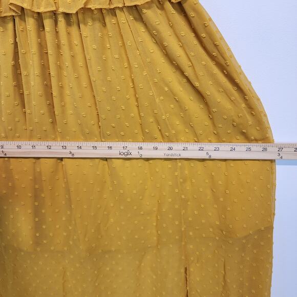 Anthropologie Ruffle Smocked Maxi Dress Size S Dark Yellow Cottage Prairie Boho - Picture 14 of 16